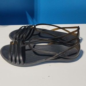 Crocs Isabella Womens Size 4 Iconic Comfort Strappy Jelly Sandals Black